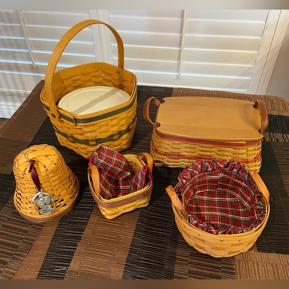 Vintage Longaberger baskets lot of 5 Christmas collection reds 1992-2002